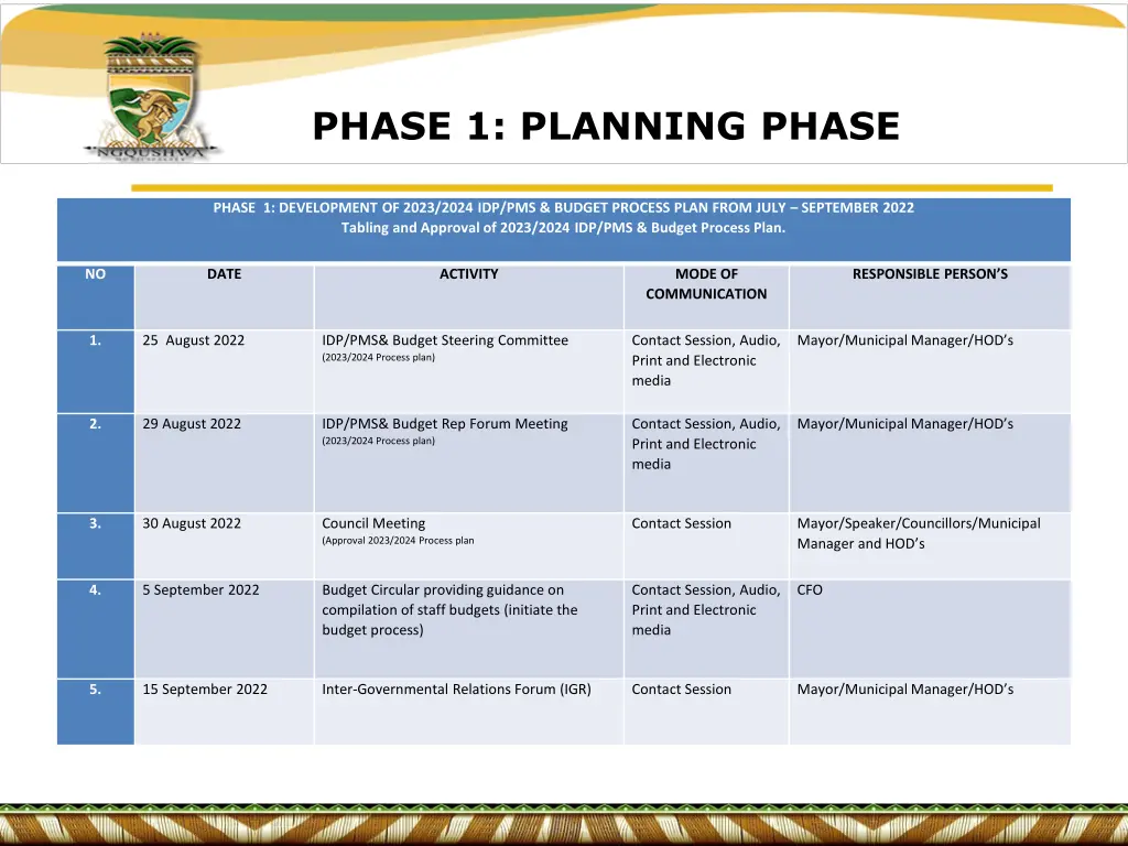 phase 1 planning phase