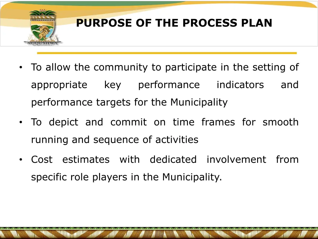 purpose of the process plan