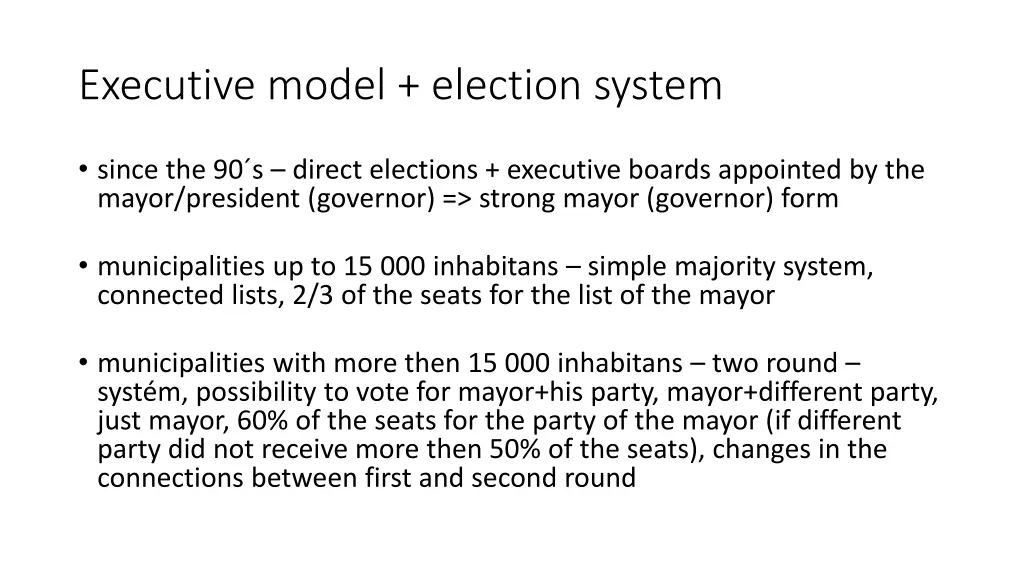 executive model election system