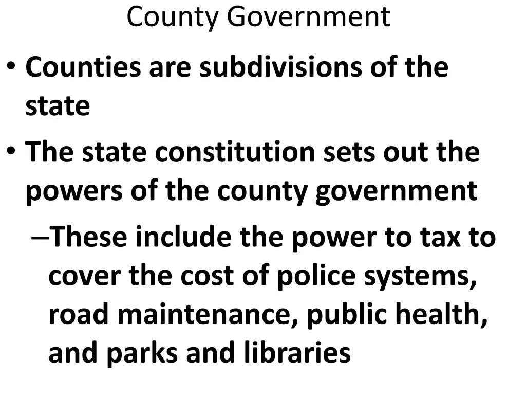 county government counties are subdivisions