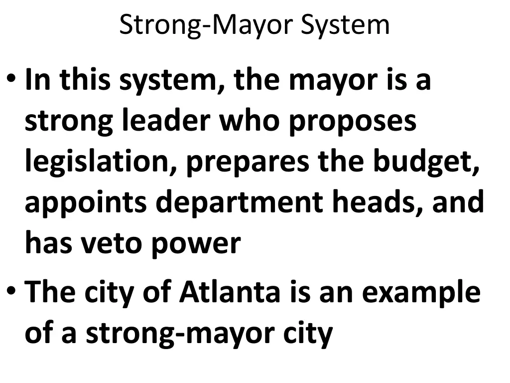 strong mayor system