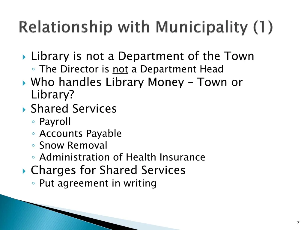 library is not a department of the town