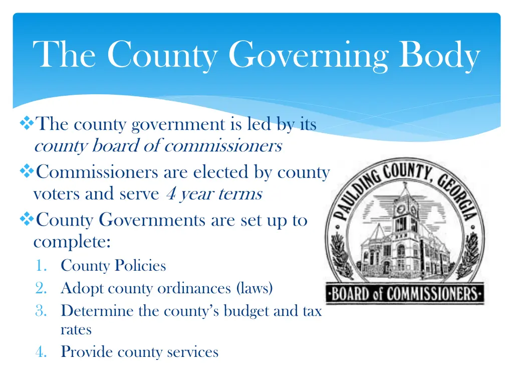 the county governing body