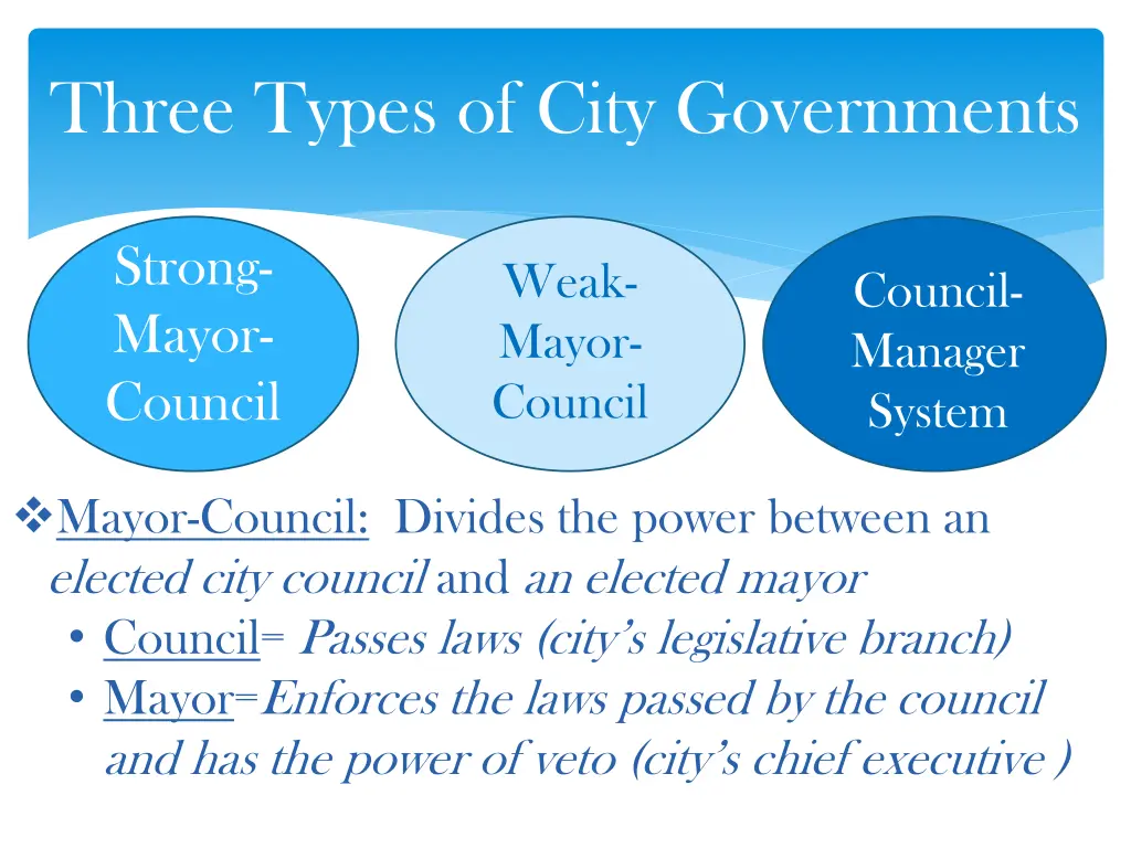 three types of city governments