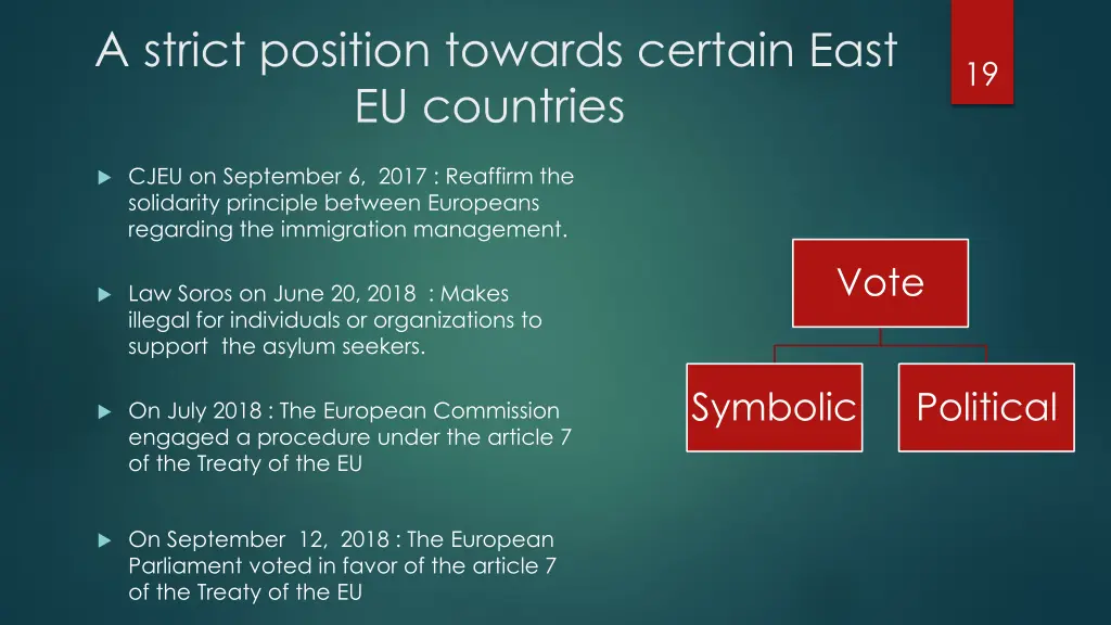 a strict position towards certain east