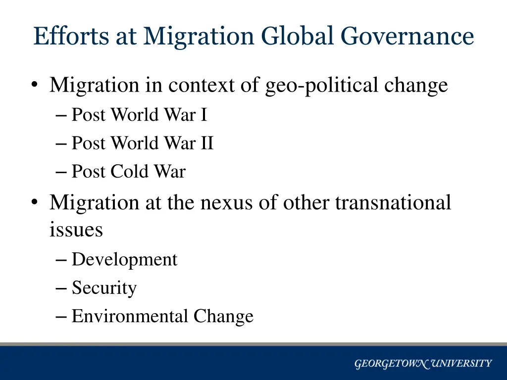 efforts at migration global governance