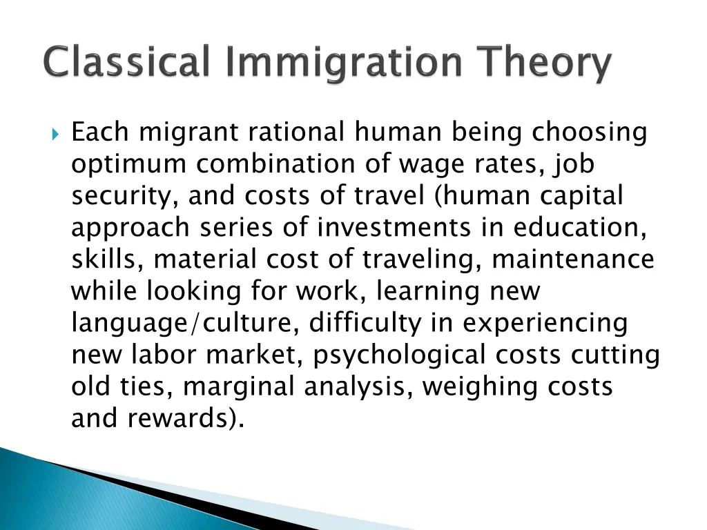 each migrant rational human being choosing