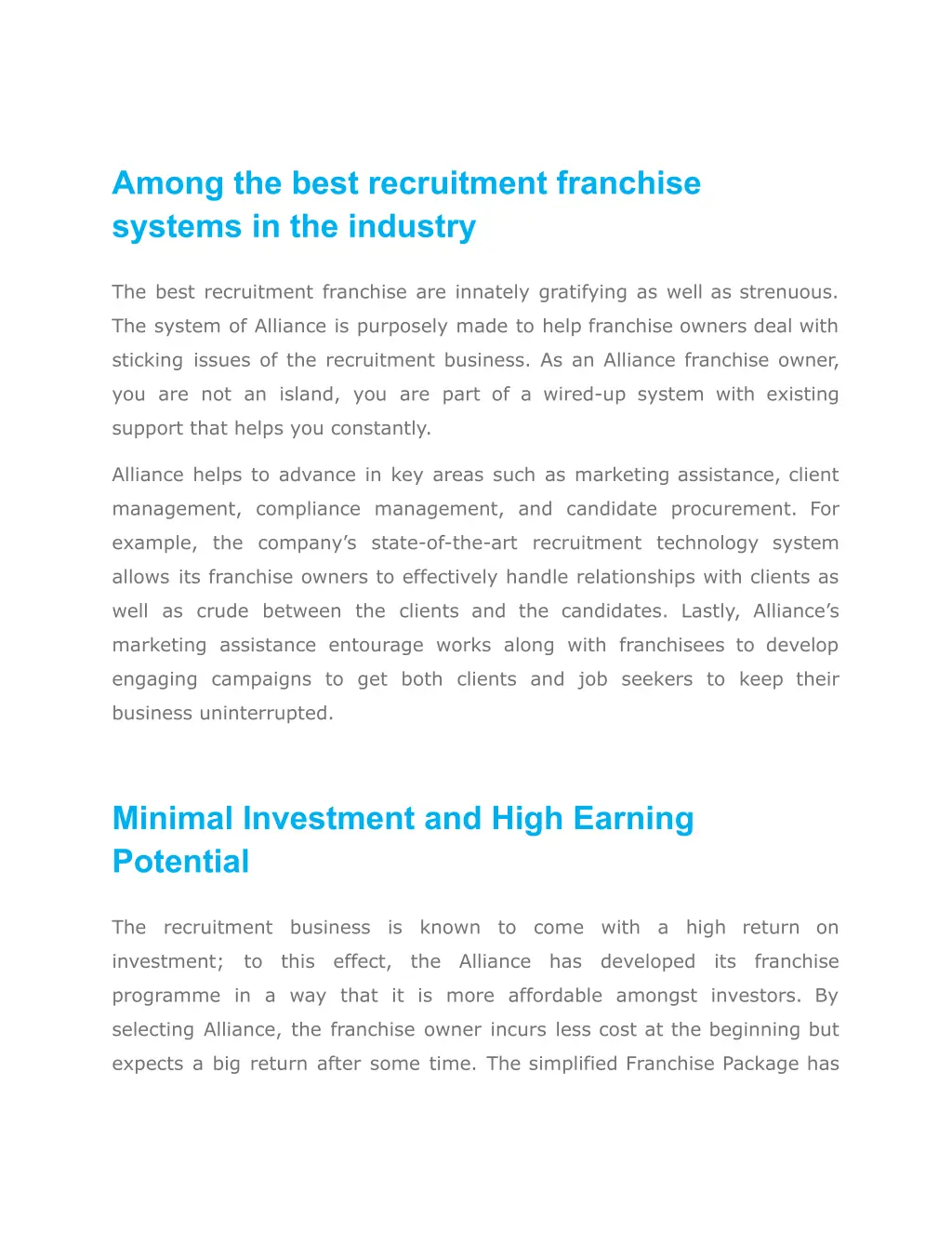 among the best recruitment franchise systems