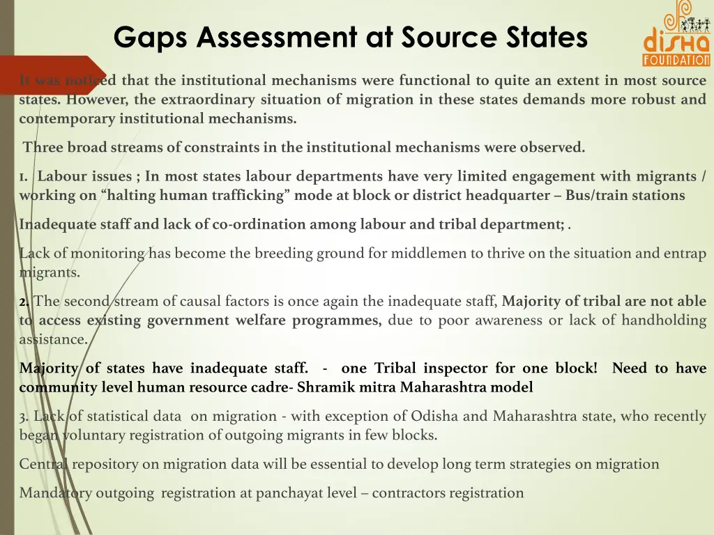 gaps assessment at source states