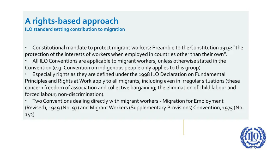 a rights based approach ilo standard setting