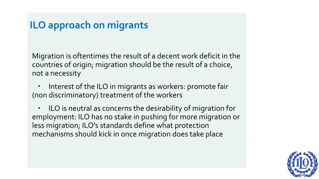 ilo approach on migrants