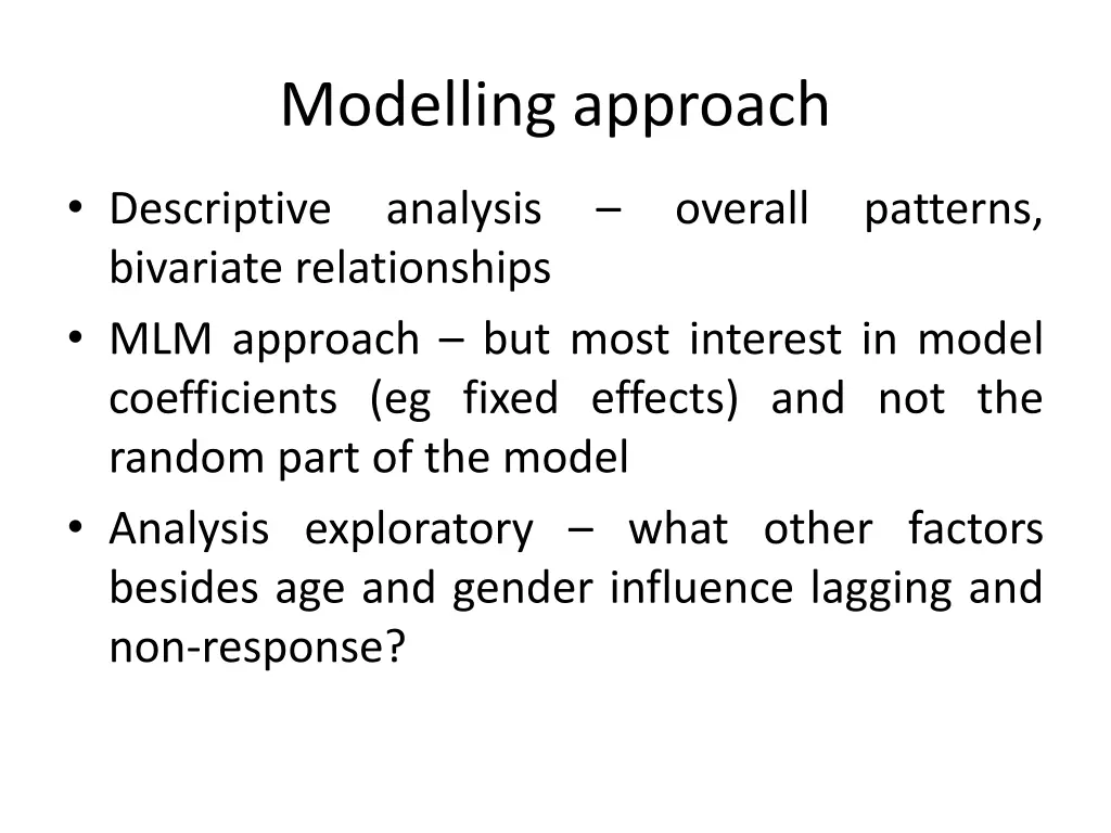 modelling approach 1