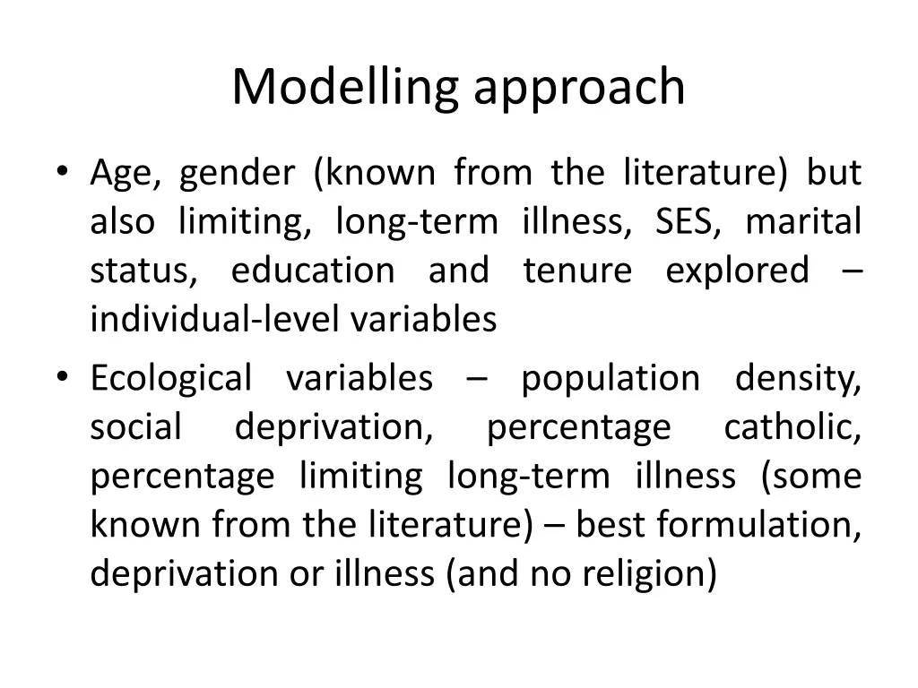 modelling approach