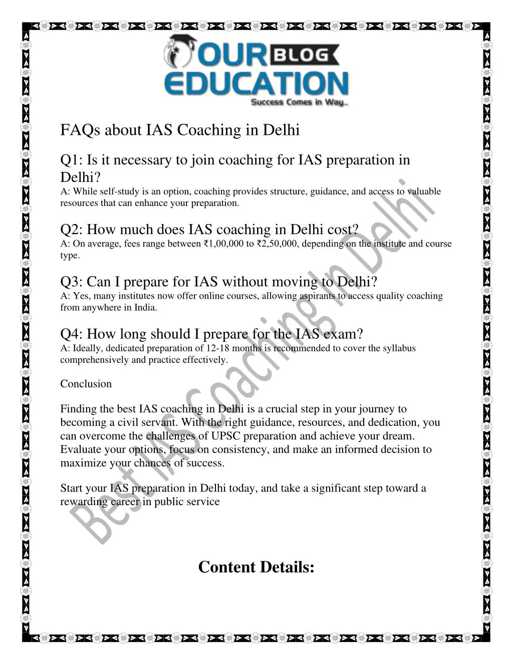 faqs about ias coaching in delhi