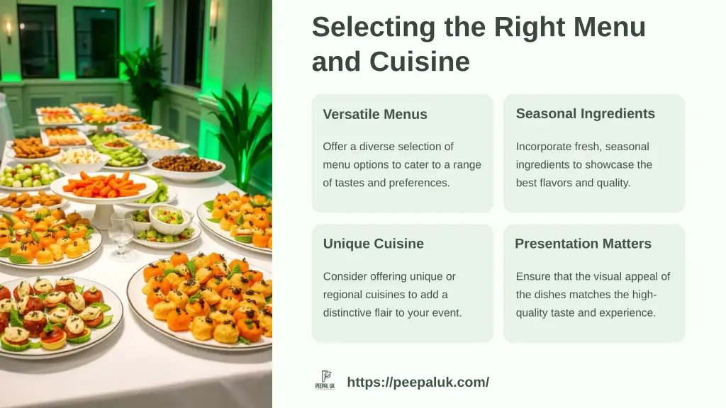 selecting the right menu and cuisine