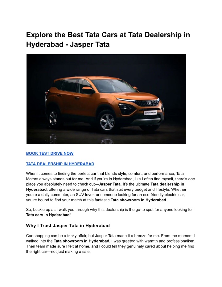 explore the best tata cars at tata dealership