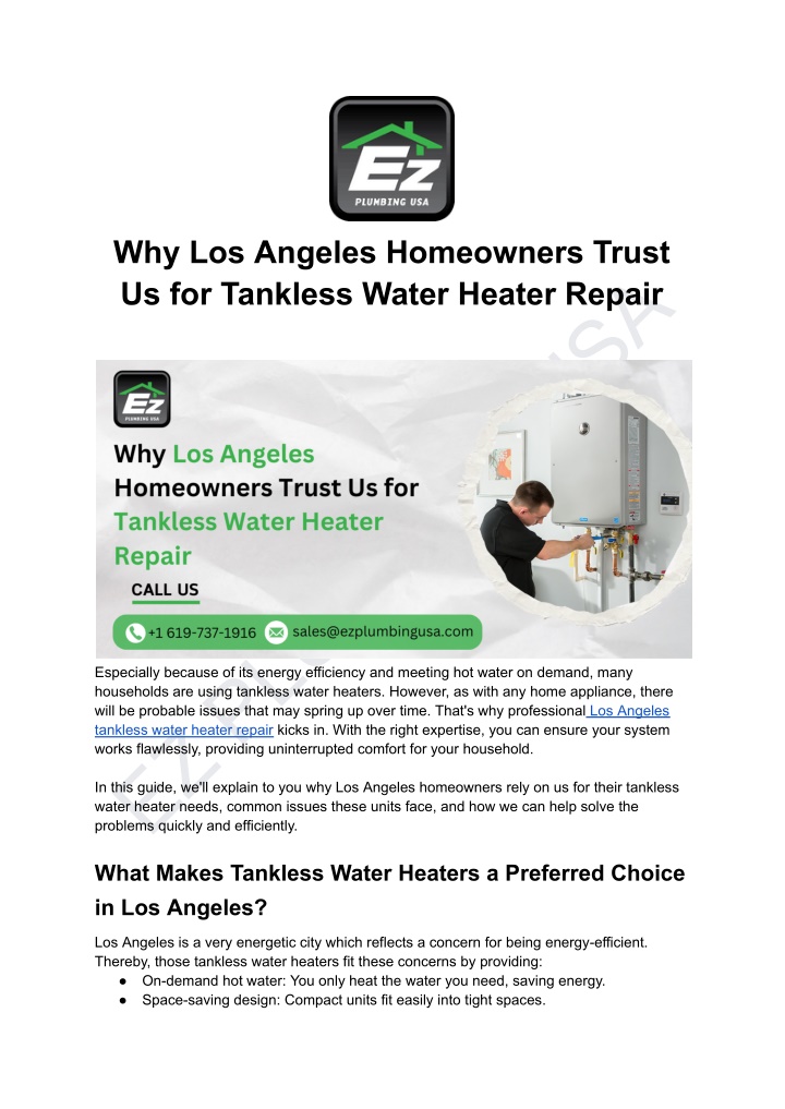 why los angeles homeowners trust us for tankless