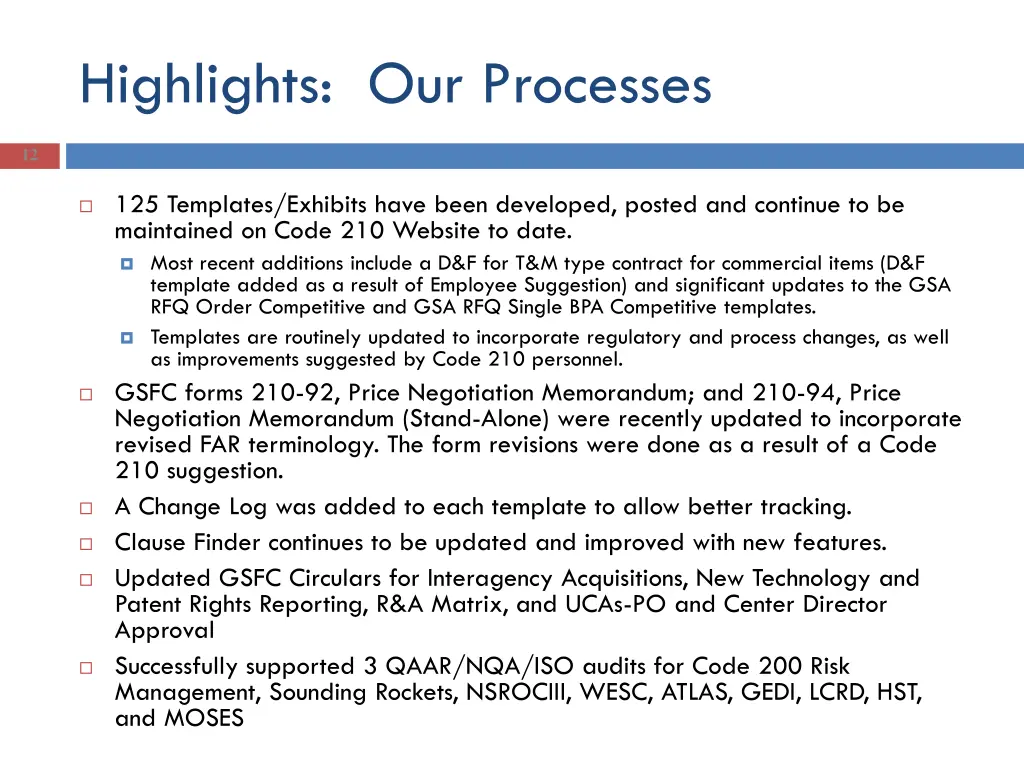 highlights our processes