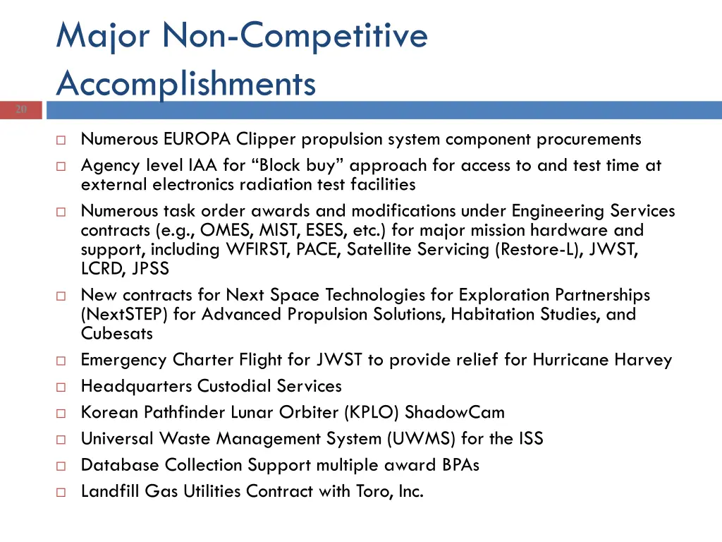 major non competitive accomplishments 1