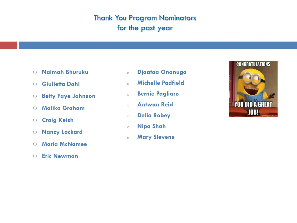 thank you program nominators for the past year