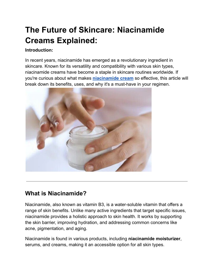 the future of skincare niacinamide creams