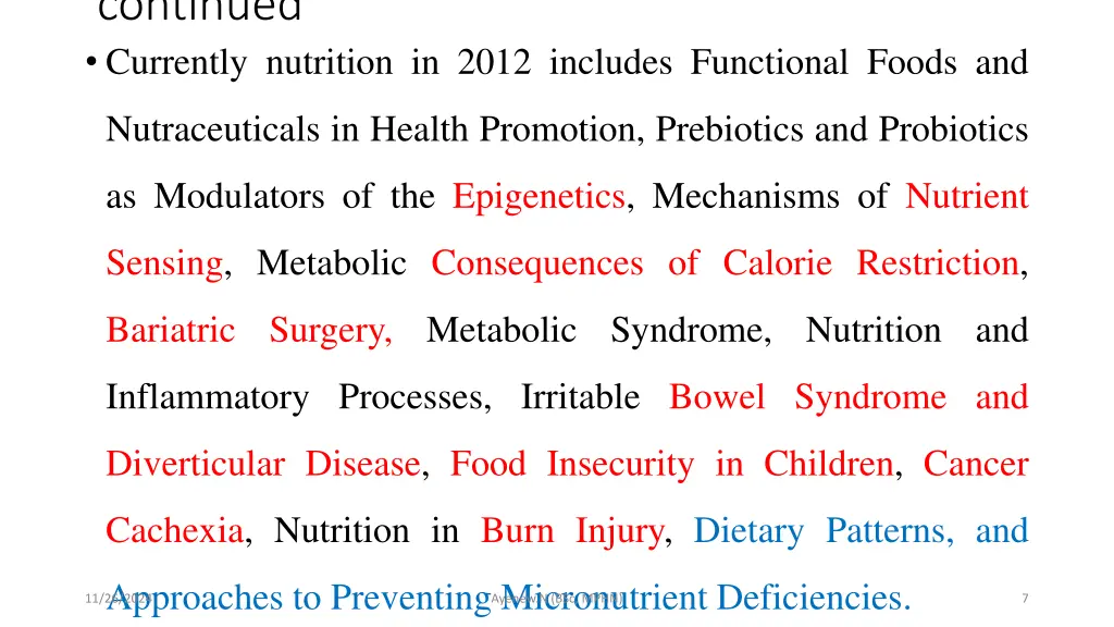 continued currently nutrition in 2012 includes