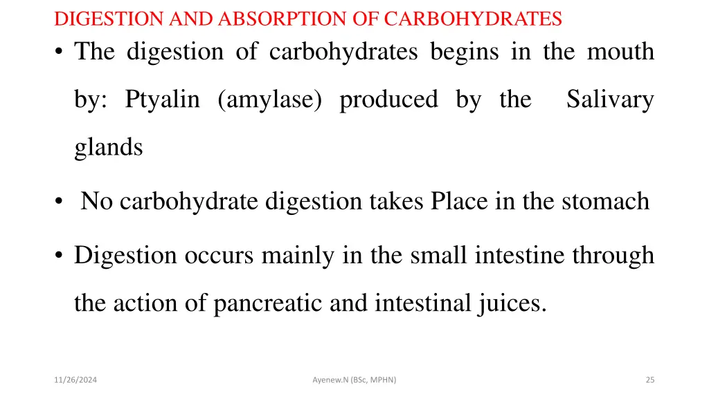 digestion and absorption of carbohydrates