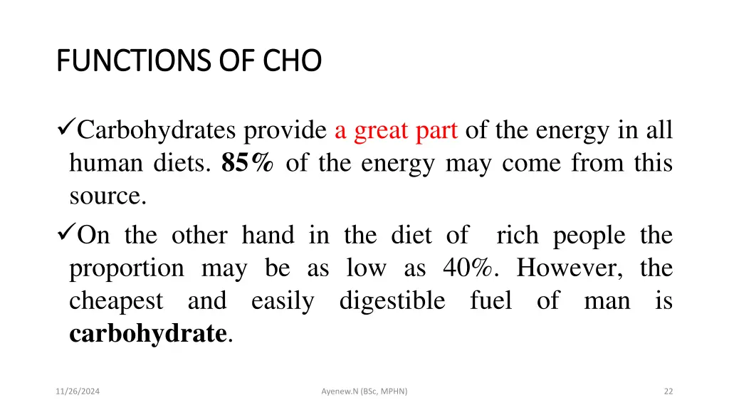 functions of cho functions of cho