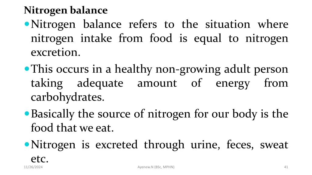 nitrogen balance nitrogen balance refers