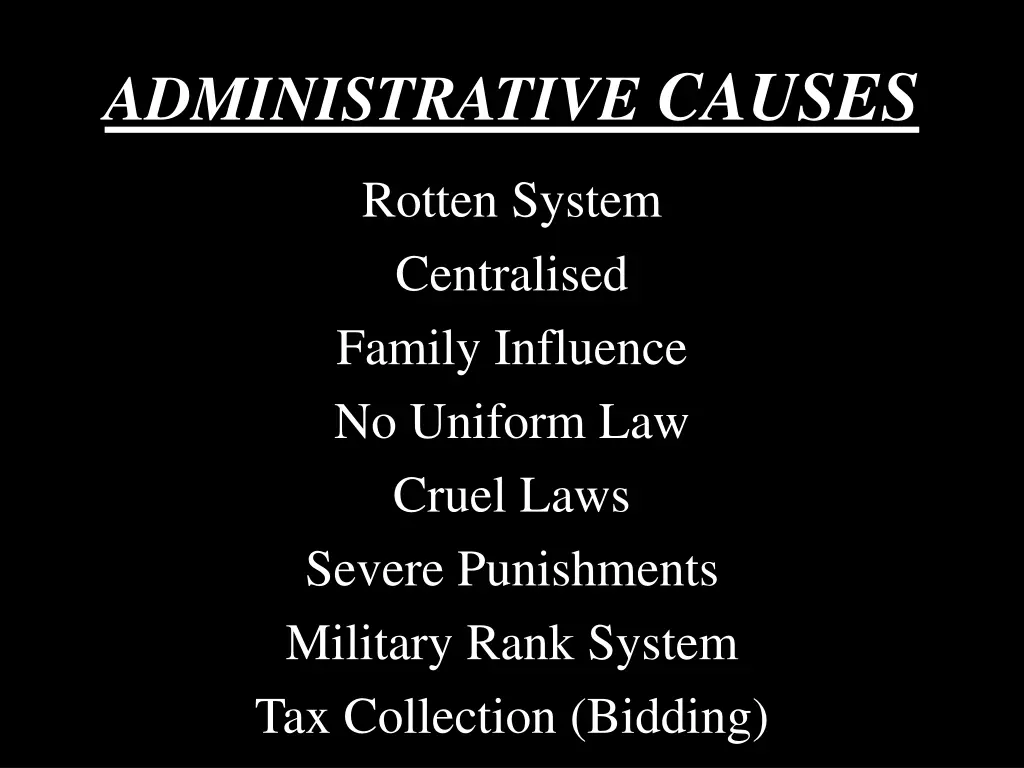 administrative causes