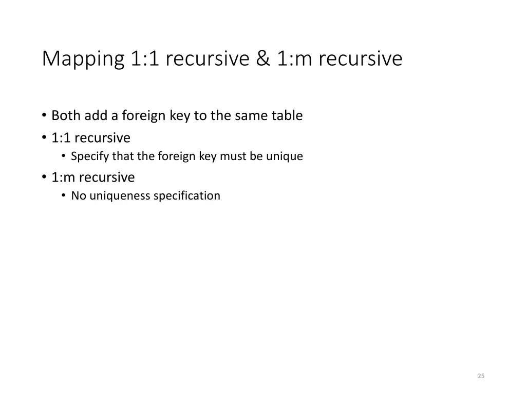 mapping 1 1 recursive 1 m recursive