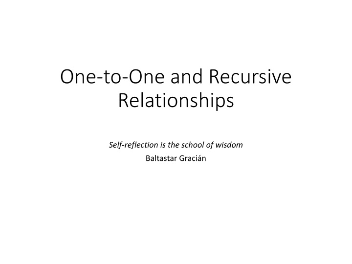 one to one and recursive relationships