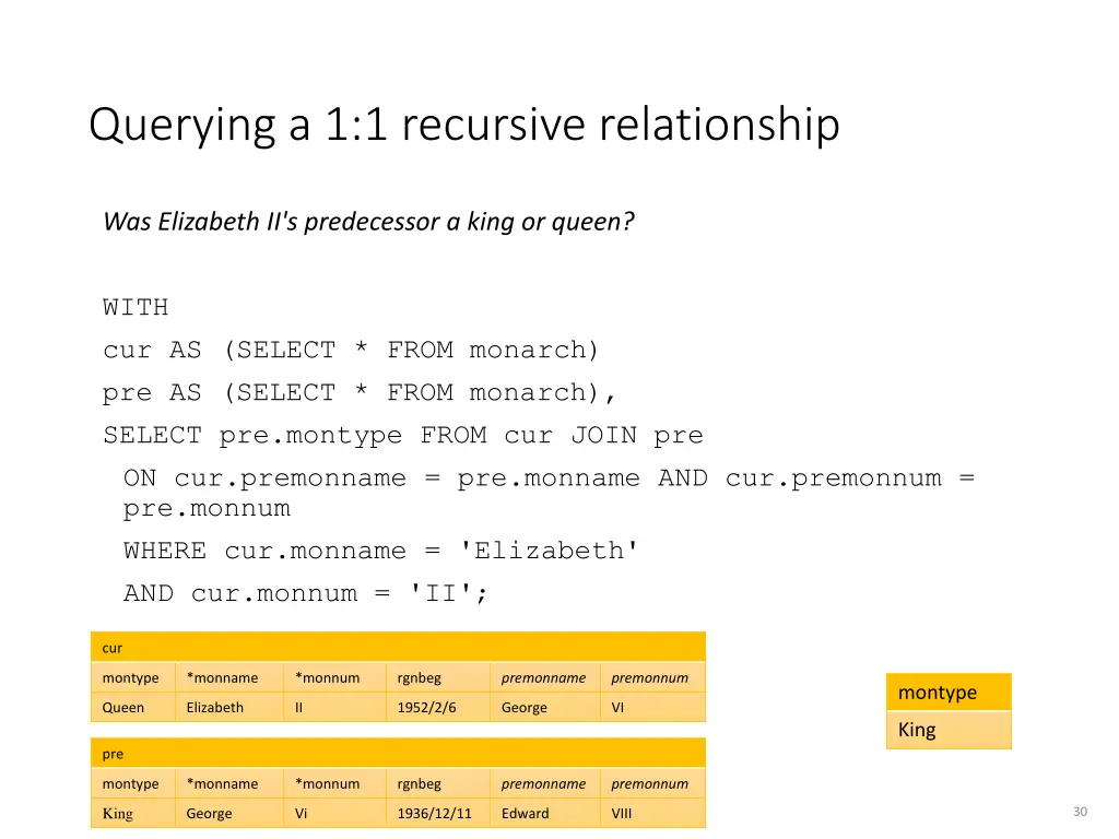 querying a 1 1 recursive relationship 1