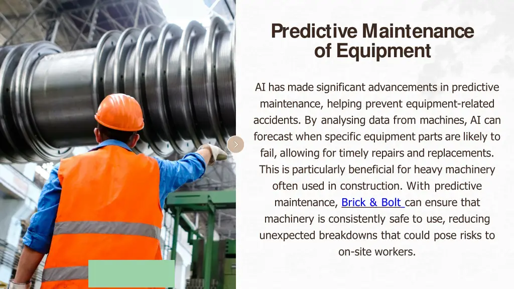 predictive maintenance of equipment
