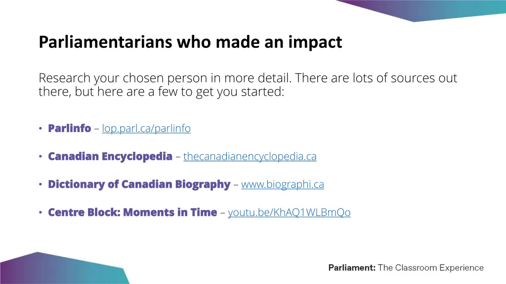 parliamentarians who made an impact 1