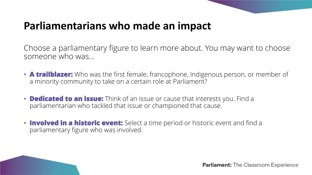 parliamentarians who made an impact