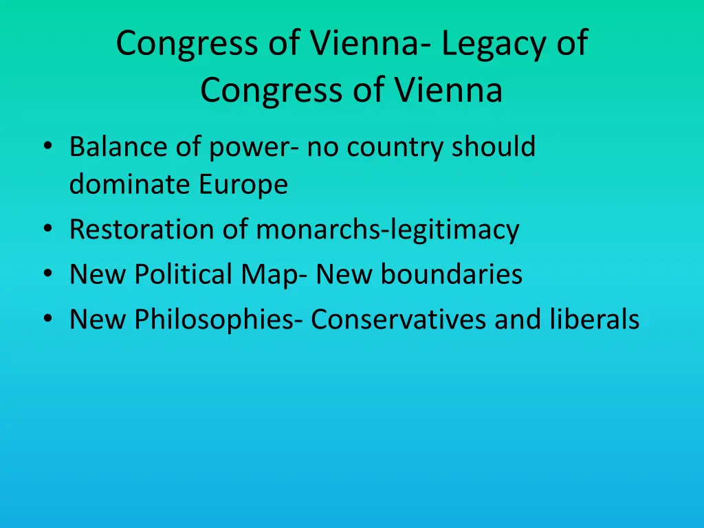 congress of vienna legacy of congress of vienna