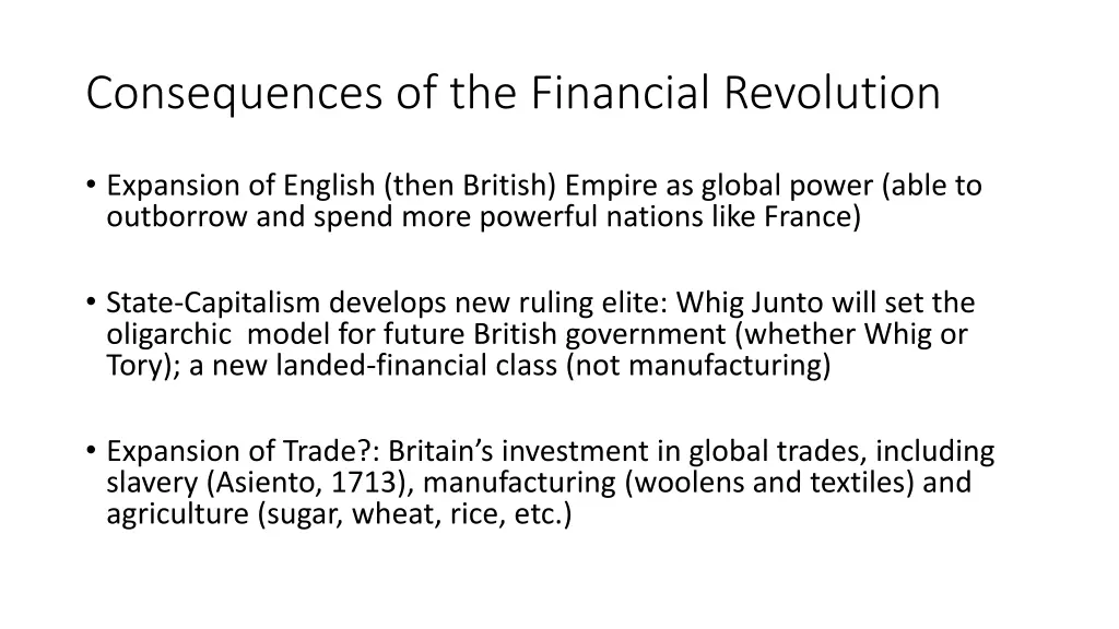 consequences of the financial revolution