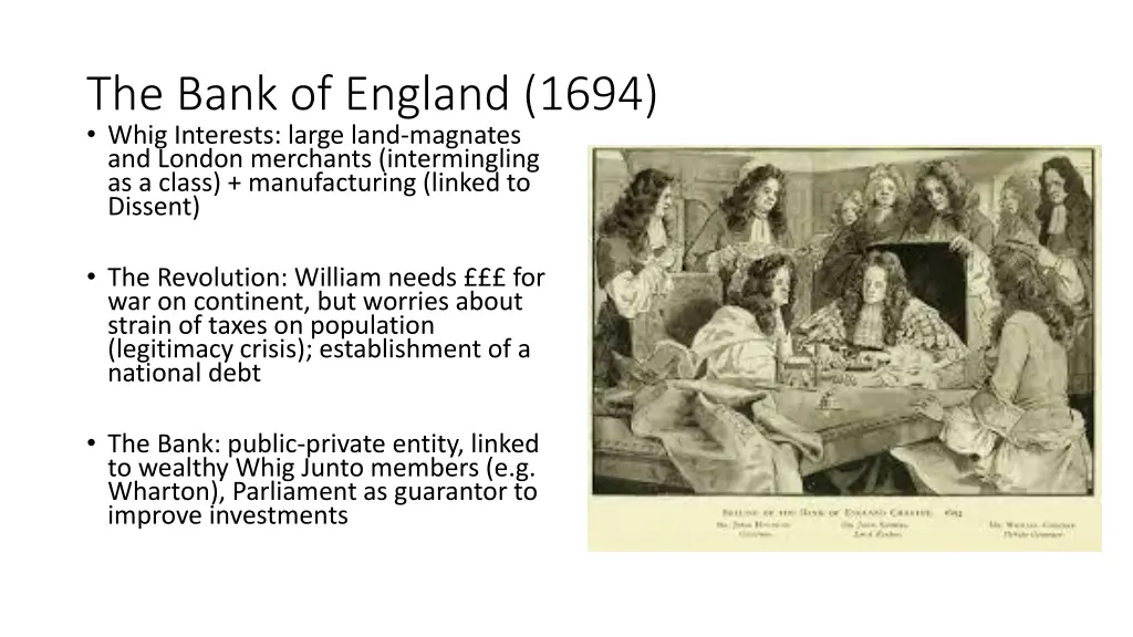 the bank of england 1694 whig interests large