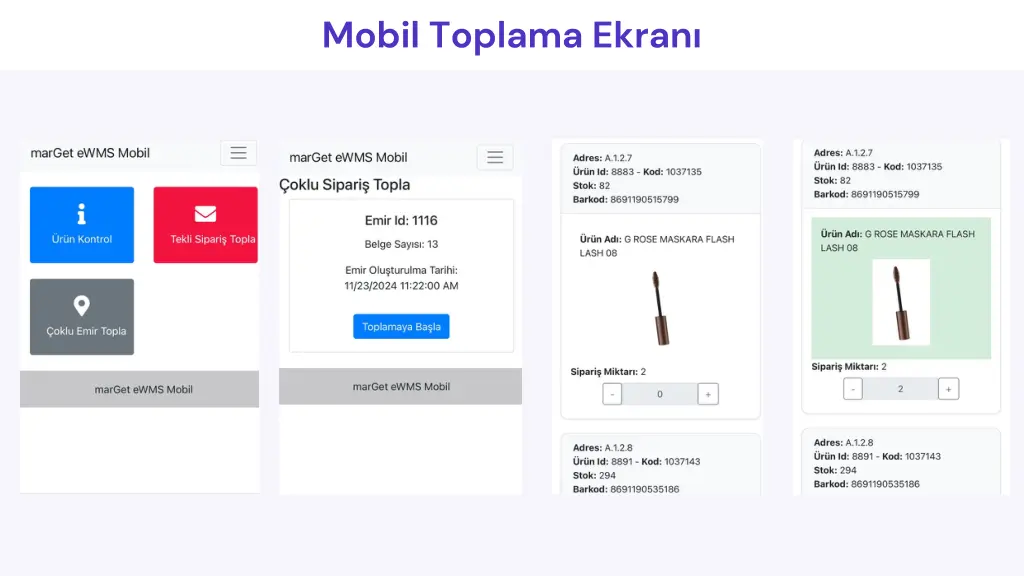 mobil toplama ekran