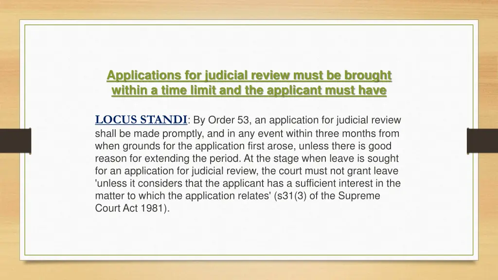 applications for judicial review must be brought