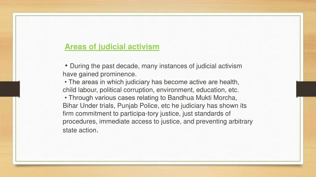 areas of judicial activism