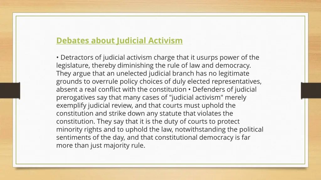 debates about judicial activism