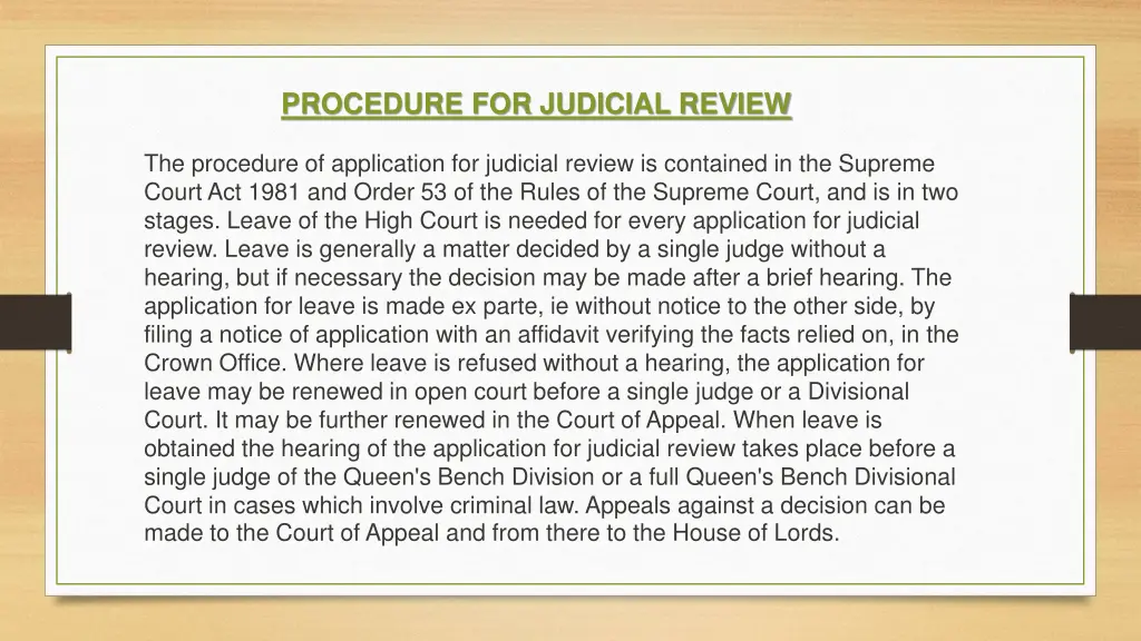 procedure for judicial review