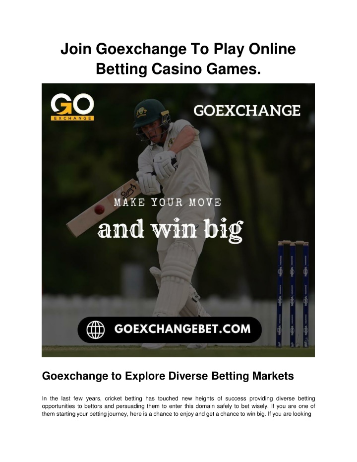 join goexchange to play online betting casino