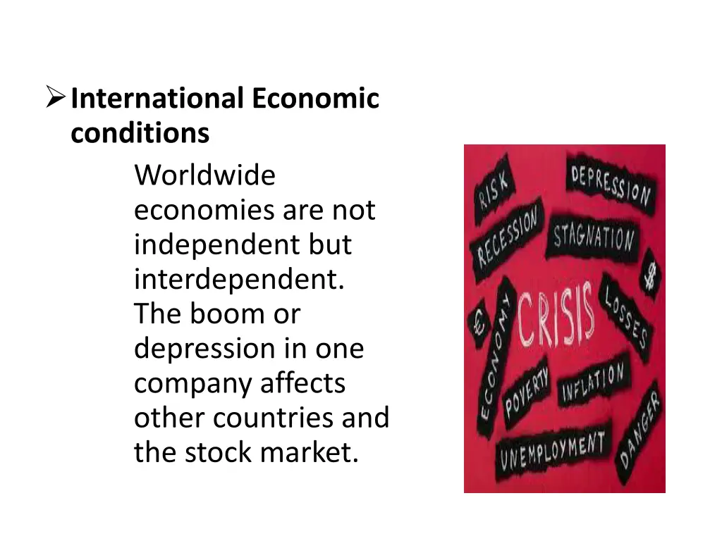 international economic conditions worldwide