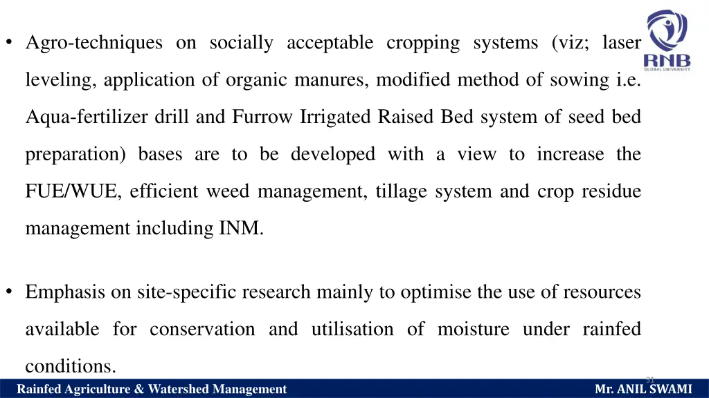 agro techniques on socially acceptable cropping