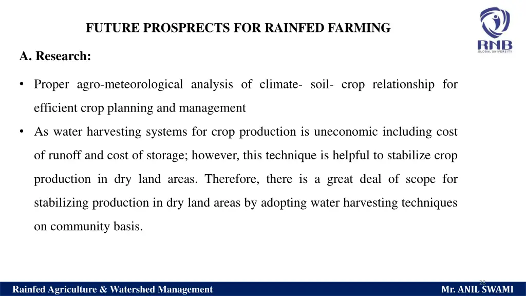 future prosprects for rainfed farming