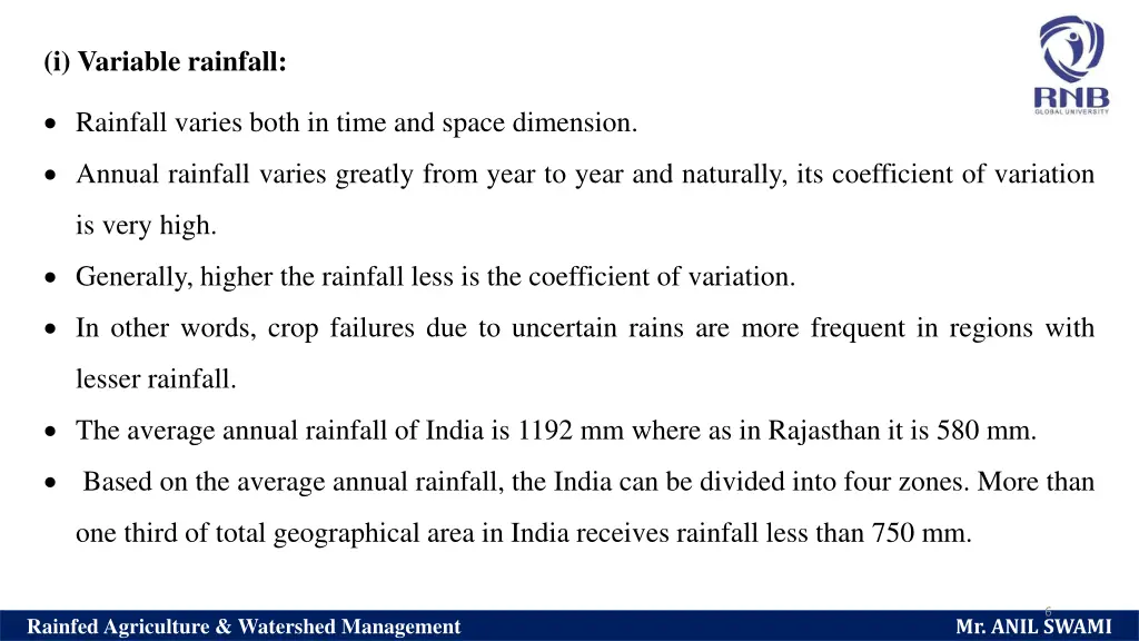 i variable rainfall