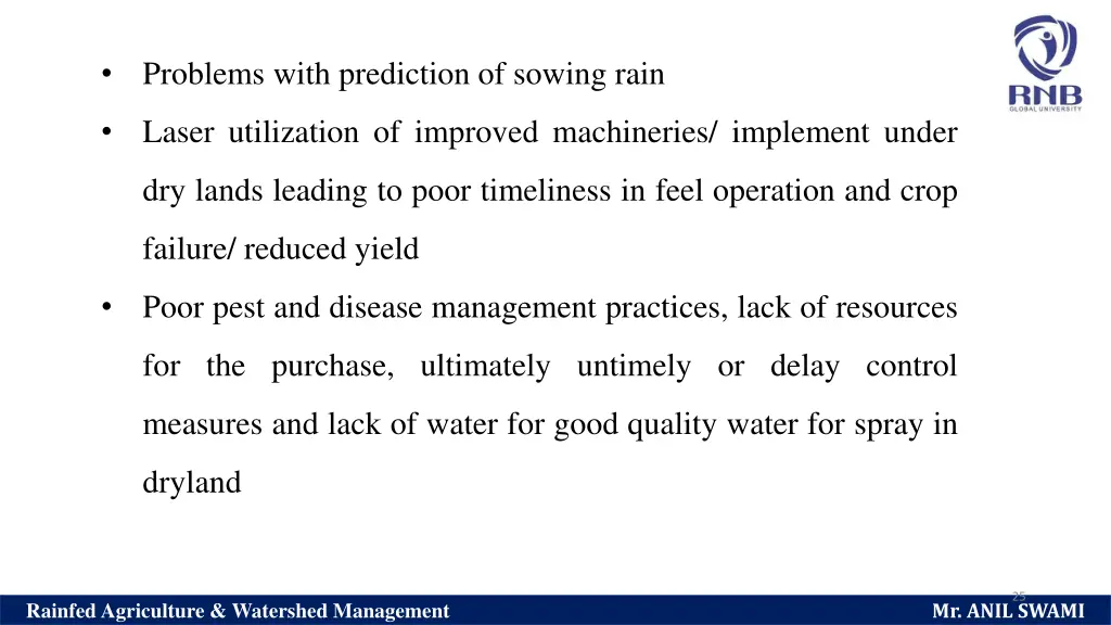 problems with prediction of sowing rain